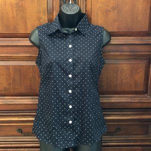 Navy Blue Polka Dot Sleeveless Top